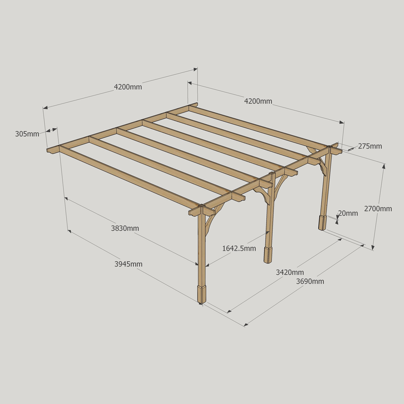 Wall Mounted Premium Pergola - 4.2m Depth
