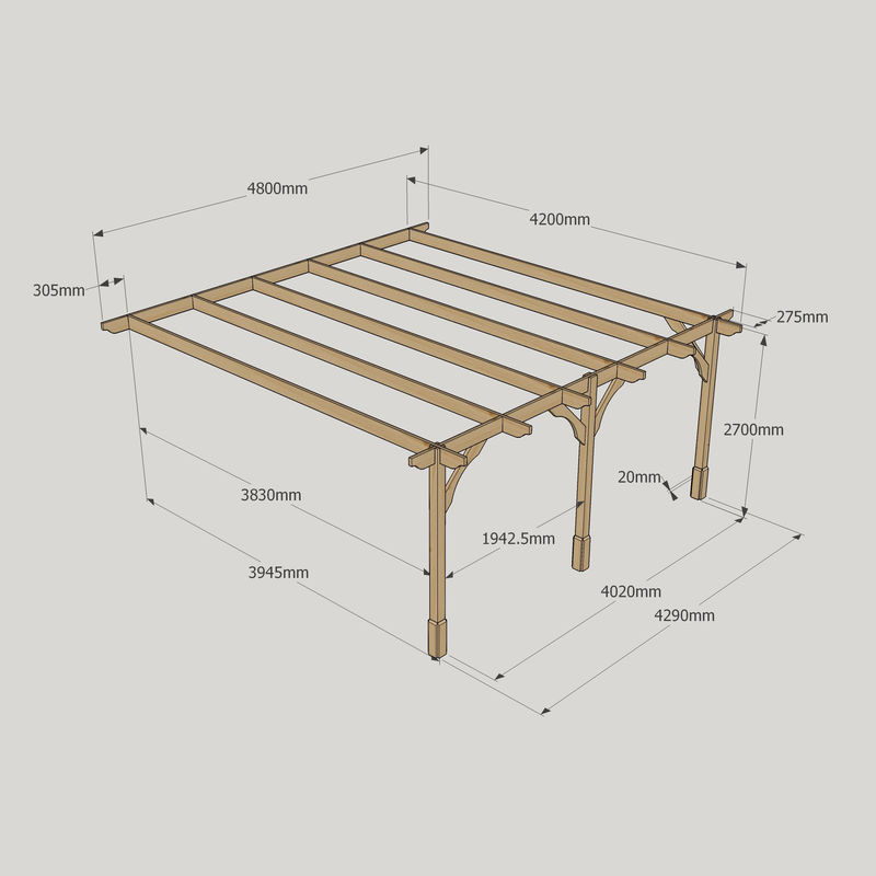 Wall Mounted Premium Pergola - 4.2m Depth