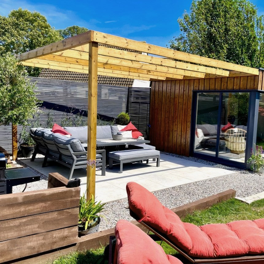 4 x 3 m Freestanding/Wall-Mounted Wooden Pergola