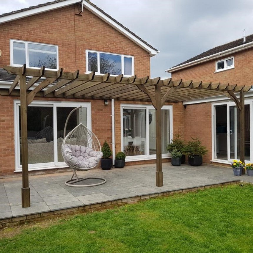 4 x 3 m Freestanding/Wall-Mounted Wooden Pergola