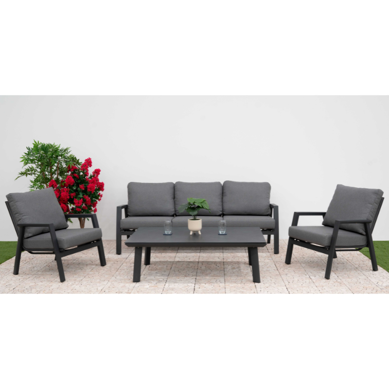 Nova Zara 3 Seater Sofa Set with Rectangular Coffee Table - Grey