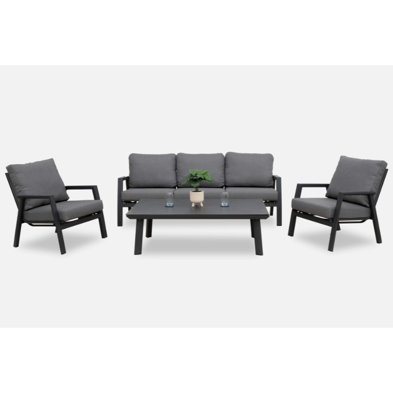 Nova Zara 3 Seater Sofa Set with Rectangular Coffee Table - Grey