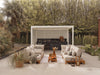 The Blenheim Modular Outdoor Kitchen under camel sand pergola