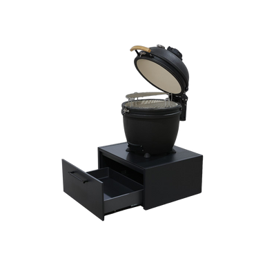Kamado grill and base unit with drawer