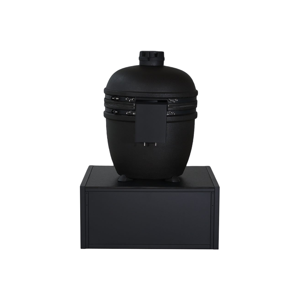 Kamado grill and base unit back view
