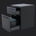 Trash drawer with double bin, open