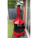 Costco red steel chiminea side