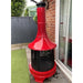 Costco red steel chiminea uncovered