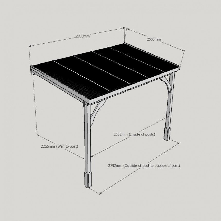 Wall Mounted Wooden Gazebo 2.5m x 2.5m