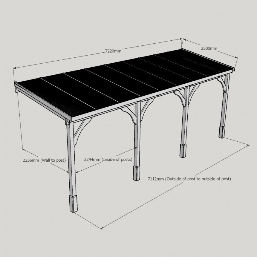 Wall Mounted Wooden Gazebo 2.5m x 2.5m