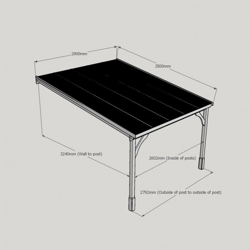 Measurement chart of a camping table with dimensions labeled
