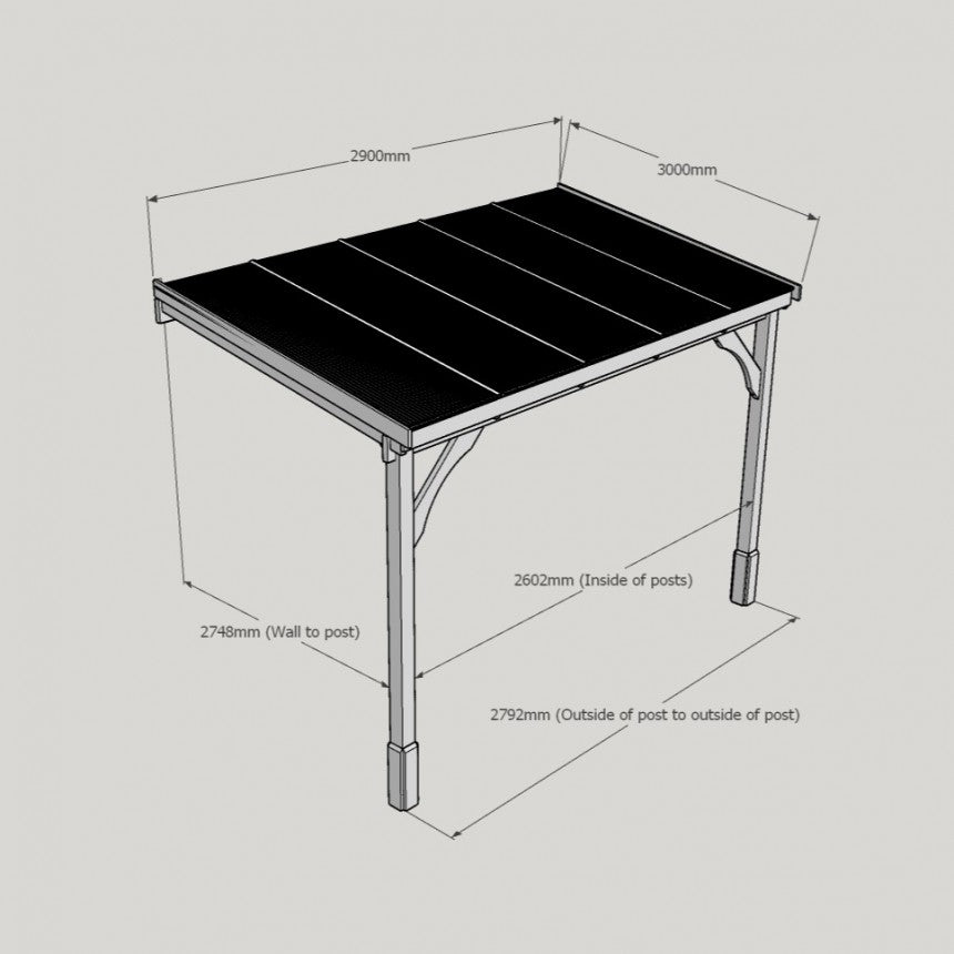 Wall Mounted Wooden Gazebo 3m x 3m