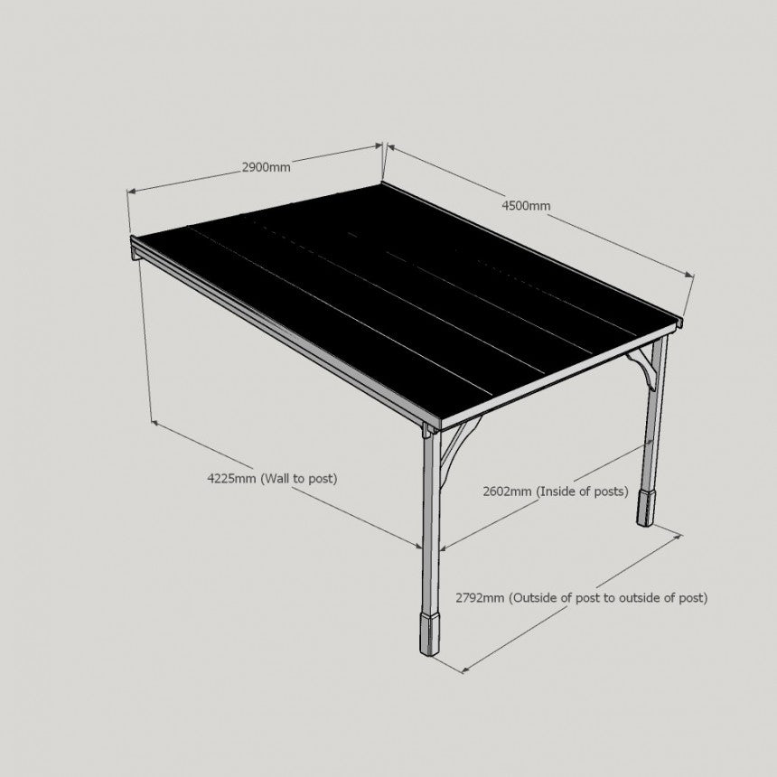 Wall Mounted Wooden Gazebo 4.5m x 4.5m