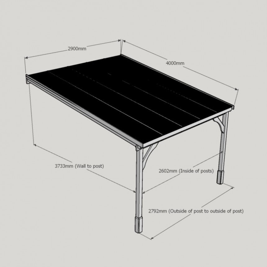 Wall Mounted Wooden Gazebo 4m x 4m