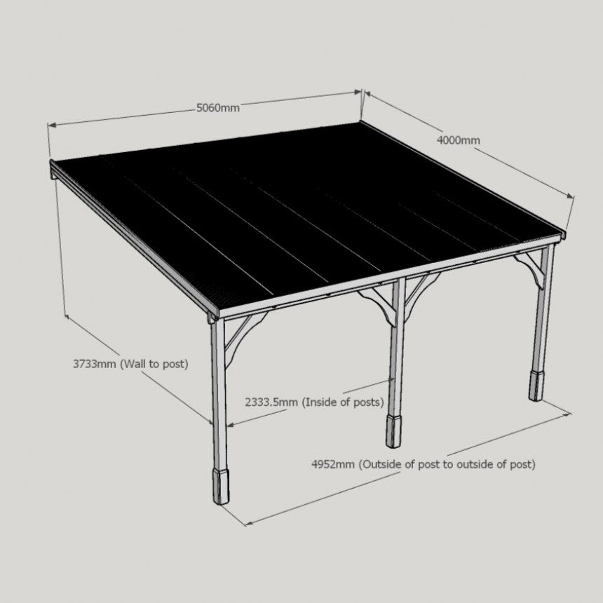Wall Mounted Wooden Gazebo 4m x 4m