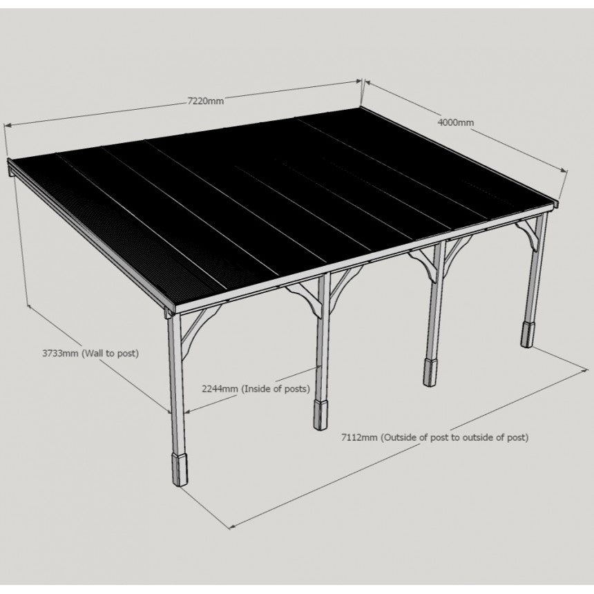 Wall Mounted Wooden Gazebo 4m x 4m