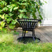 HEAT round base plate under a fire basket on decking and grass