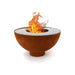 HEAT Gystad rust fire pit BBQ with a fire on the griddle ring, on a white background