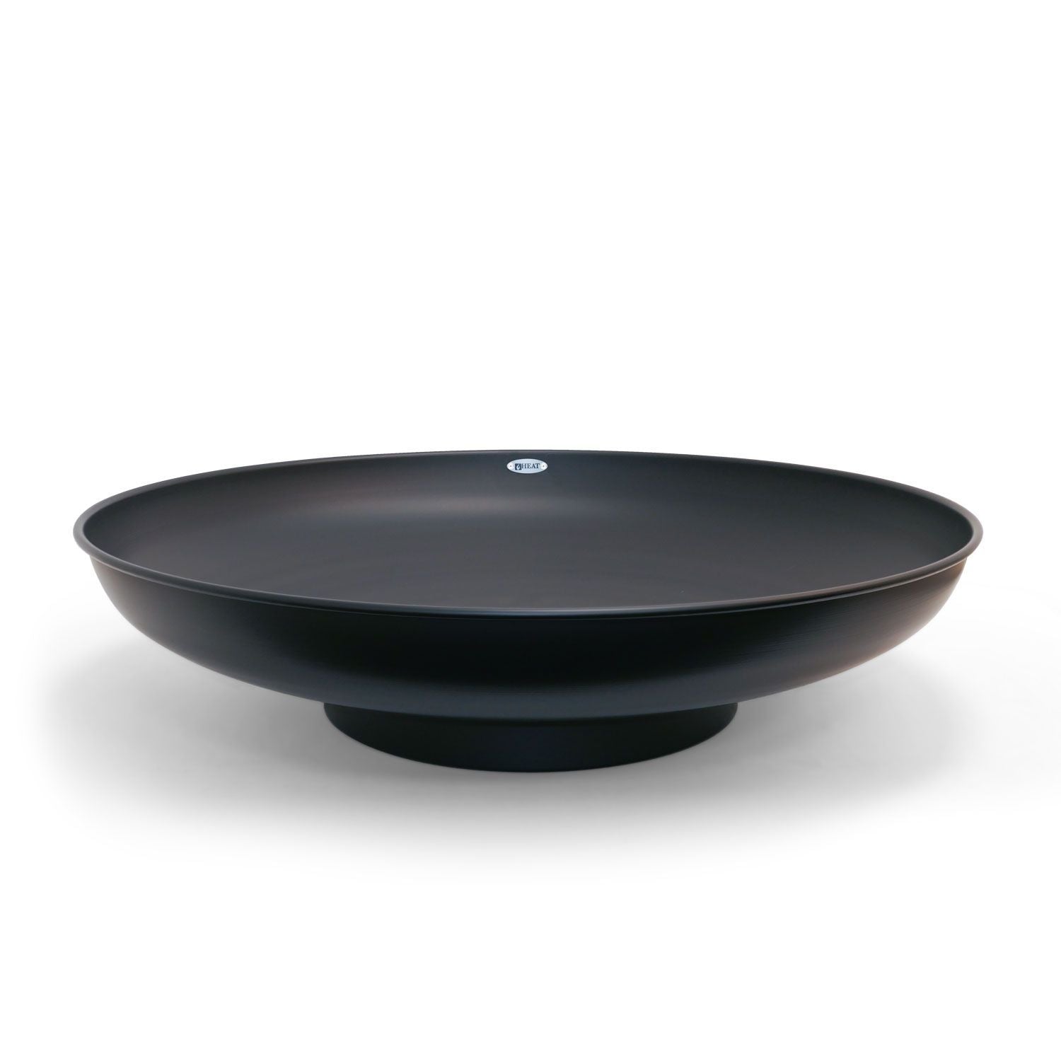 HEAT Classic black steel fire bowl on a white background