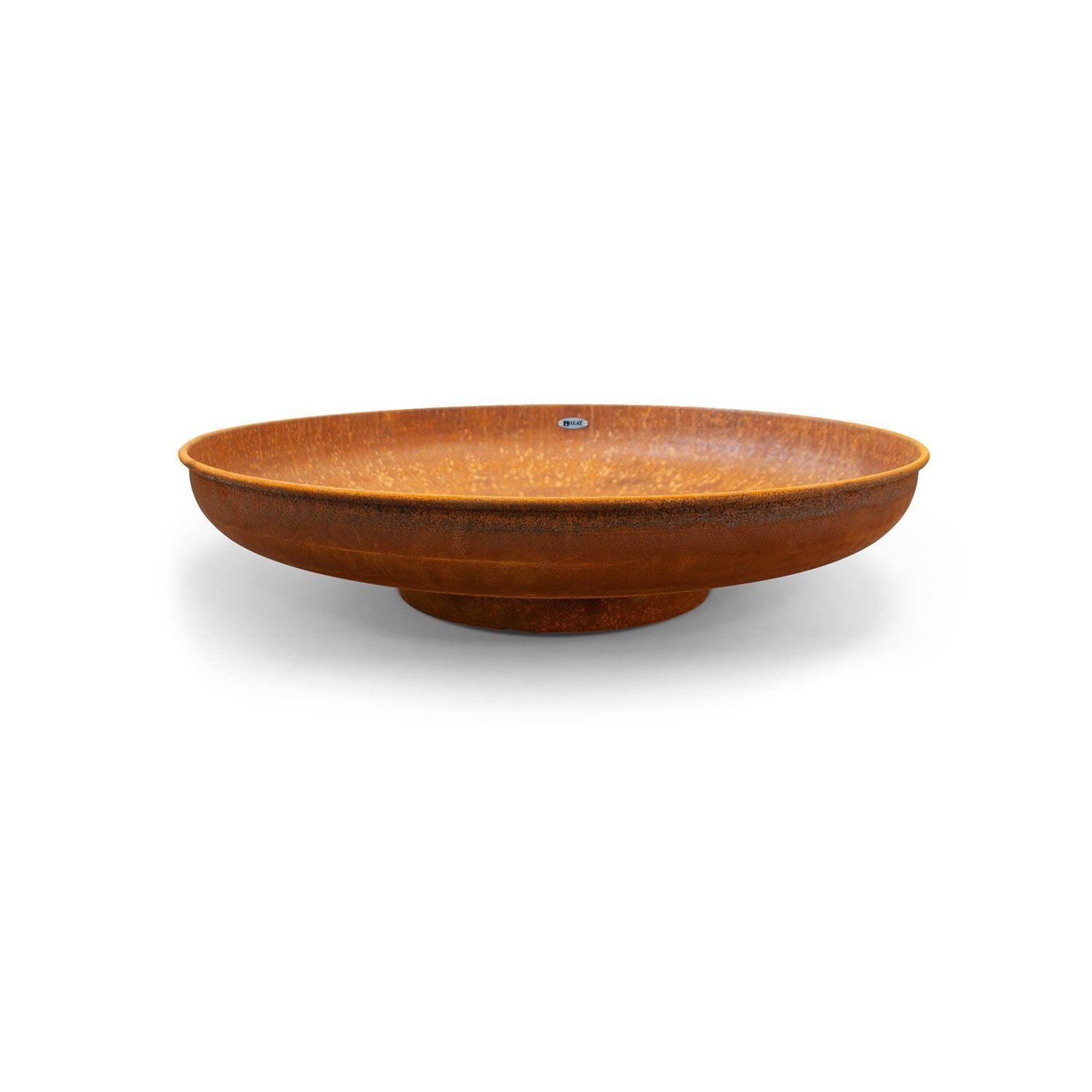 HEAT Classic rust finish fire bowl, low profile side view