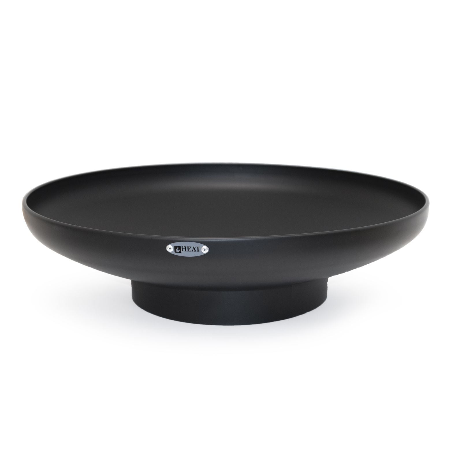 HEAT Classic fire bowl in black steel on a round base, side view
