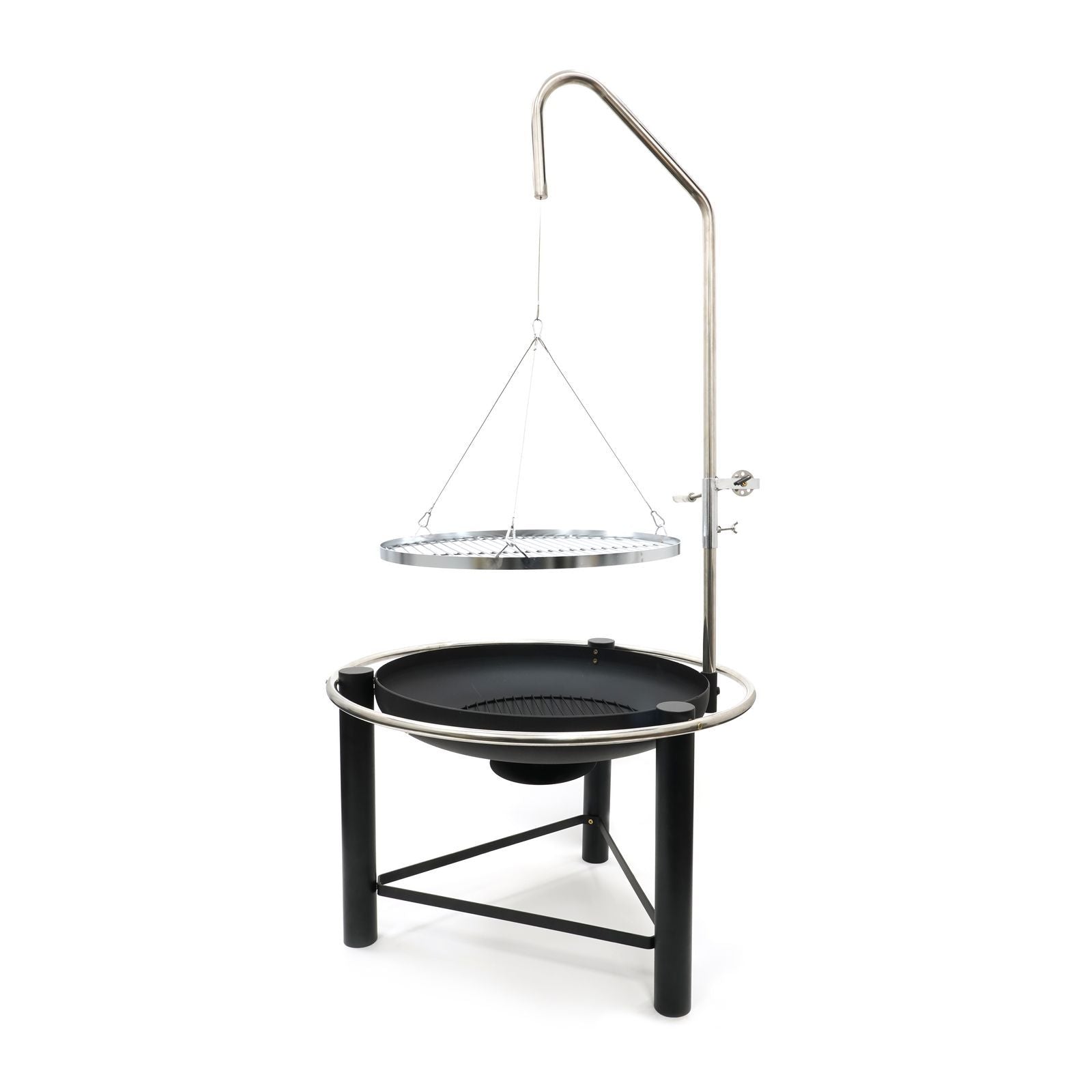 HEAT Pendal fire bowl with the swing grill raised above the bowl