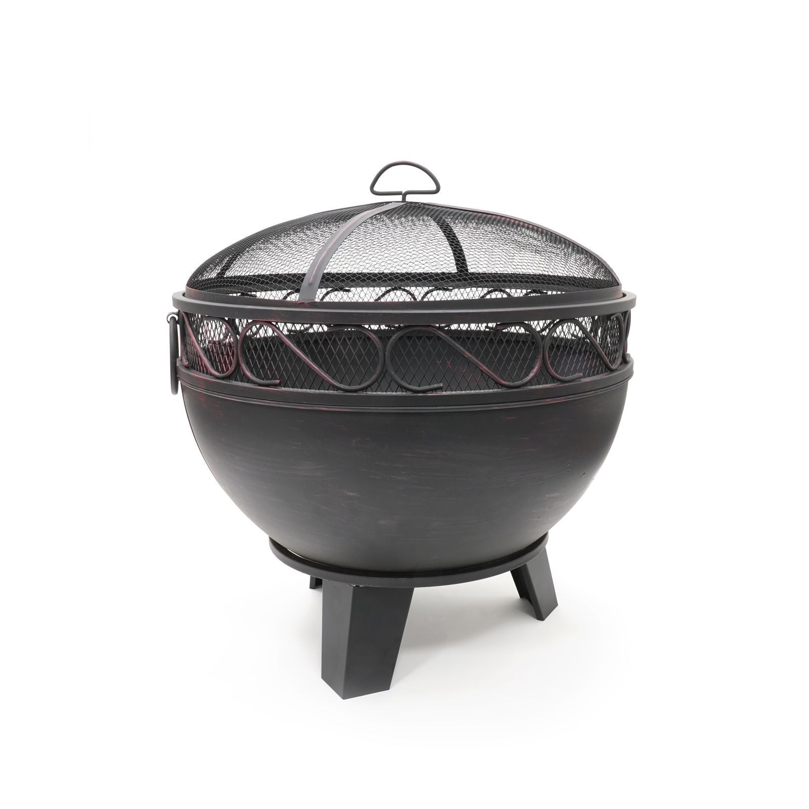 HEAT Boble fire bowl with domed spark screen closed