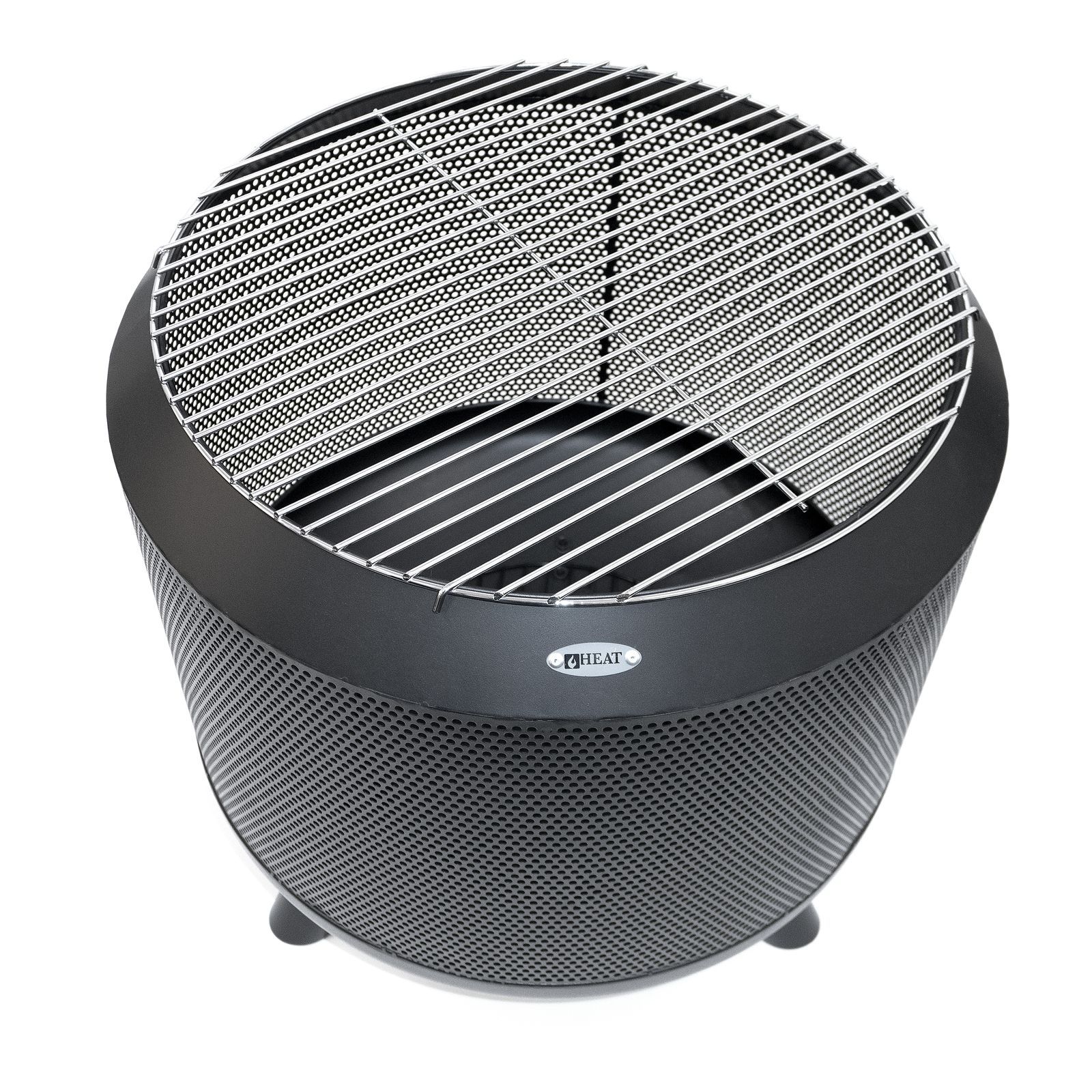 HEAT Fire Drum from above with the round grill grid fitted