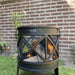 Close-up of a fire burning inside the HEAT FireCask barrel