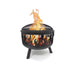 HEAT Hornset fire pit with flames and spark screen, on a white background