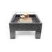 HEAT Kvadrat square fire bowl with logs and spark screen, on a white background