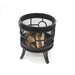 HEAT Tynset fire basket with logs stacked inside, side view