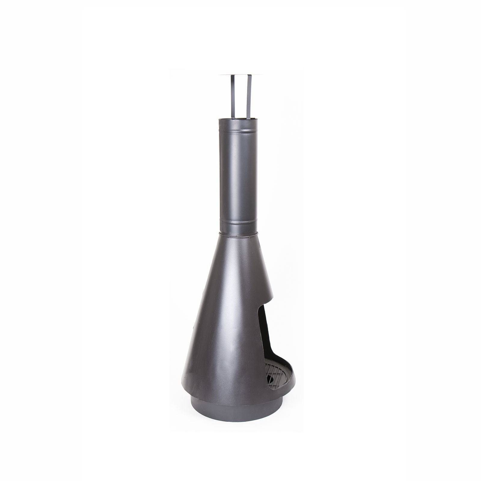 HEAT La Luz cone-shaped chiminea, side view on a white background