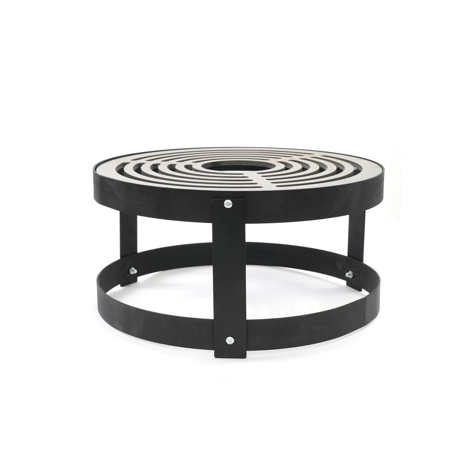 HEAT Turret grill, round steel grill rack on legs, side view