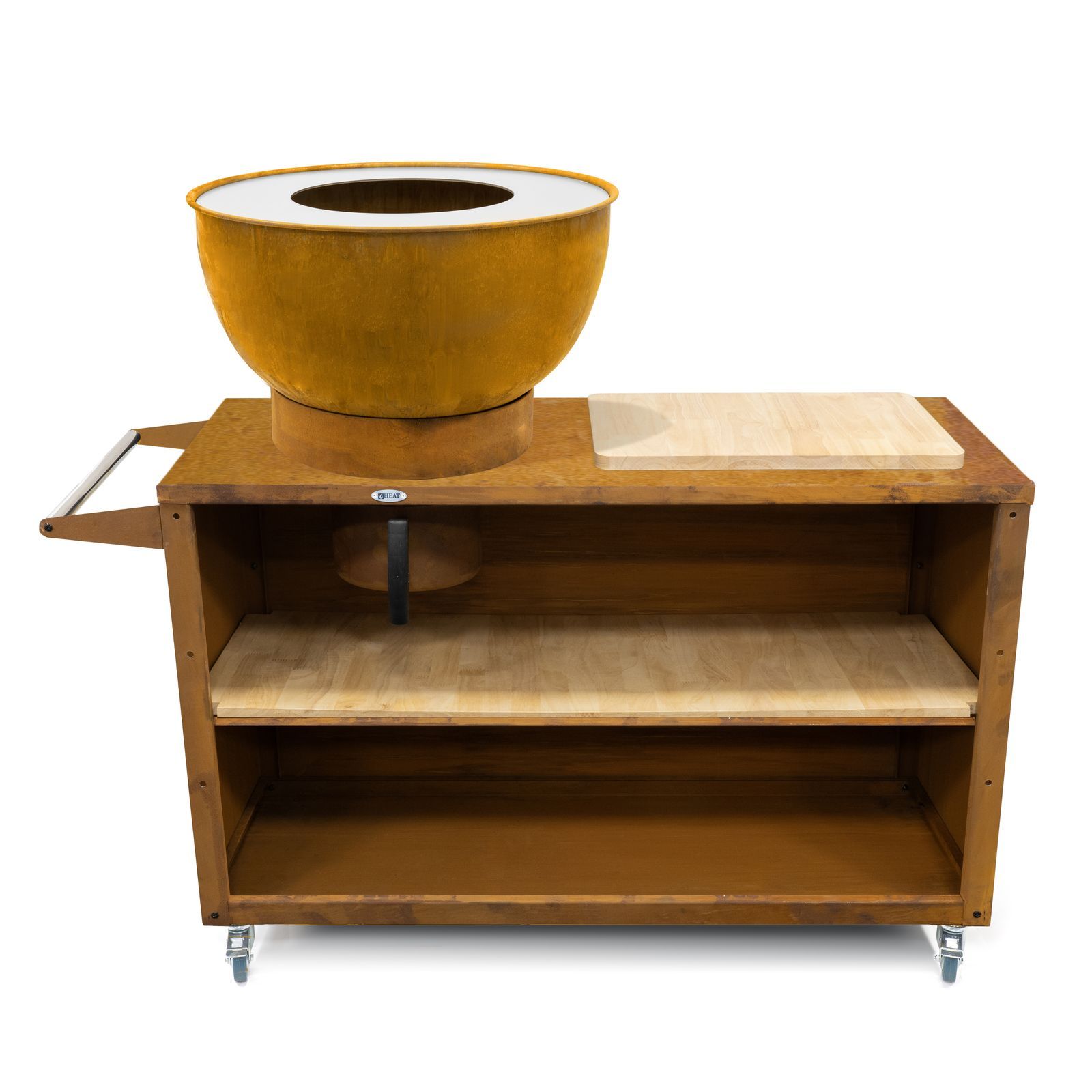 HEAT Trolle rust kitchen unit with griddle ring, board and handle