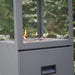 Close-up of the flame in the HEAT Utevarme glass tower