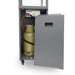 HEAT Utevarme grey heater with door open showing the gas bottle