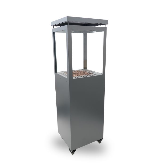 HEAT Utevarme grey glass flame patio heater, on a white background
