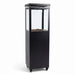 HEAT Utevarme black patio heater with glass tower, front view
