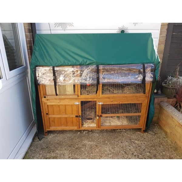 Honeysuckle rabbit hutch cover green clear panels