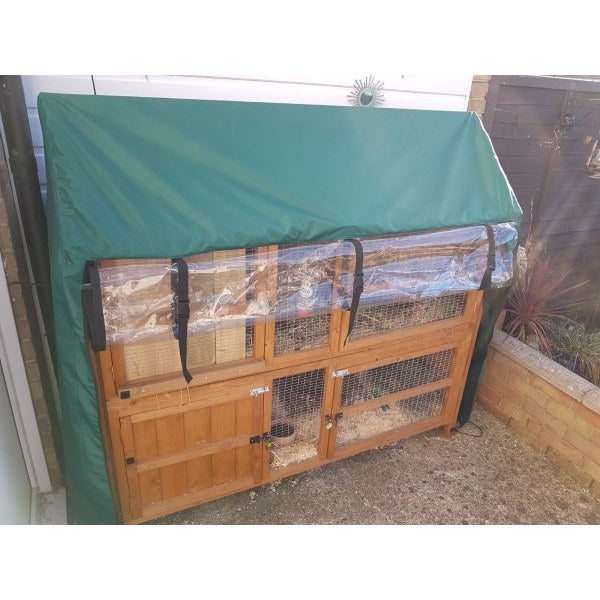 Honeysuckle rabbit hutch cover green panels rolled