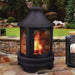 Log burner fire pit lit