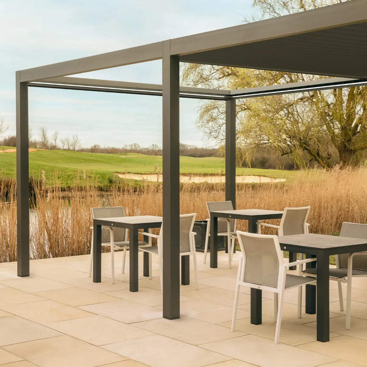 Luxe Electric Retractable Roof LED Aluminium Pergola