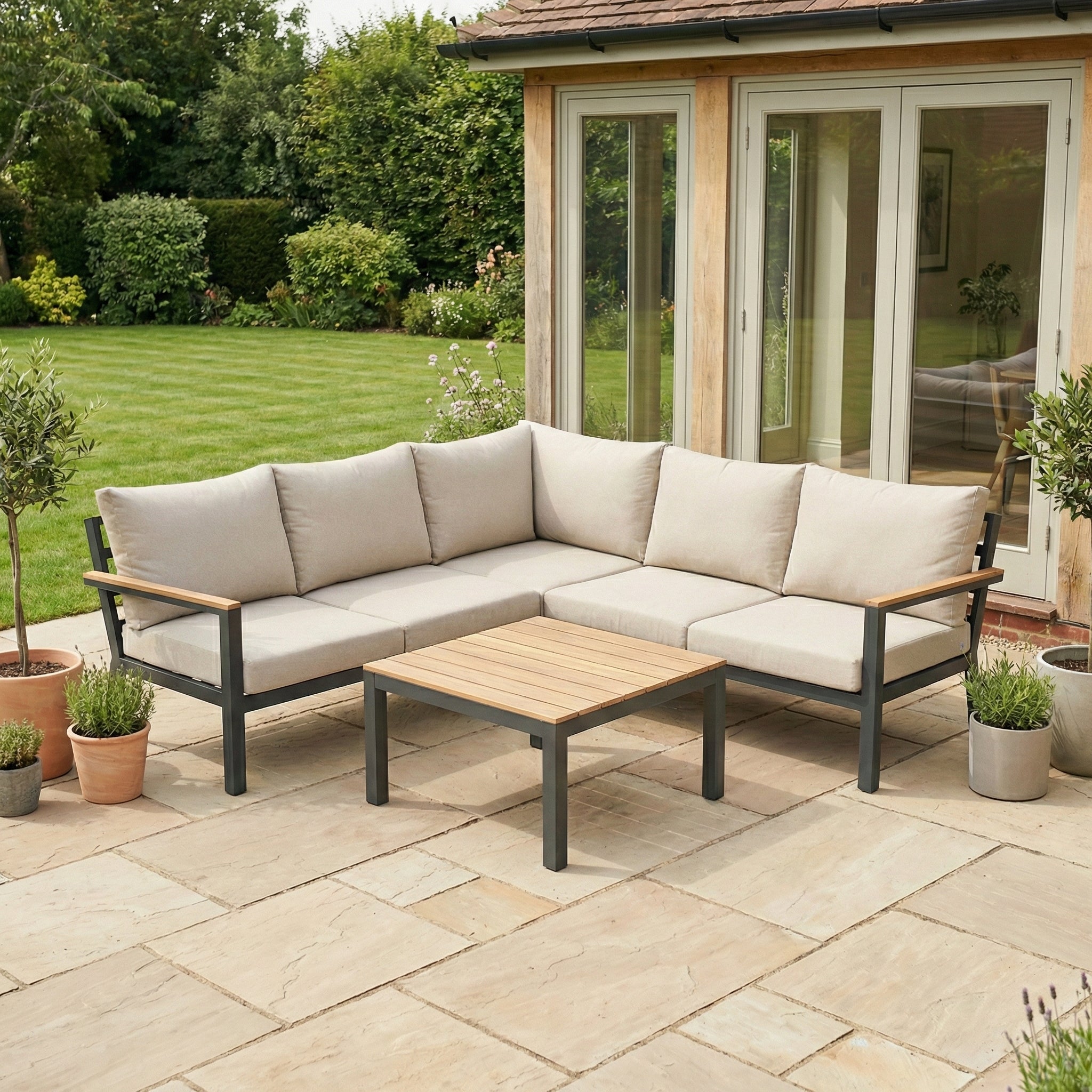 Nova Heidi outdoor furniture - Nova - Heidi Corner Sofa Lounging Set with Square Coffee Table