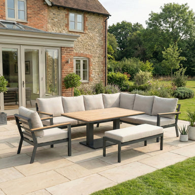 Nova Heidi outdoor furniture - Nova - Heidi Right Hand Corner Sofa Lounge Dining Set with Rectangular Rising Table