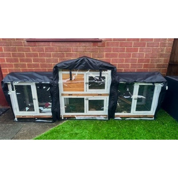 Pawhut 2 tier rabbit hutch cover on grass