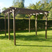 pergola 6 post rustic brown diagonal view