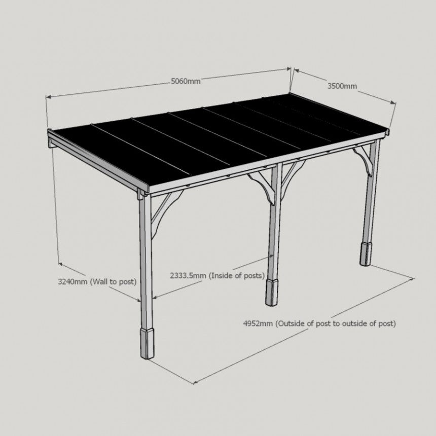 Polycarbonate Roof Carport - 3.5m Depth