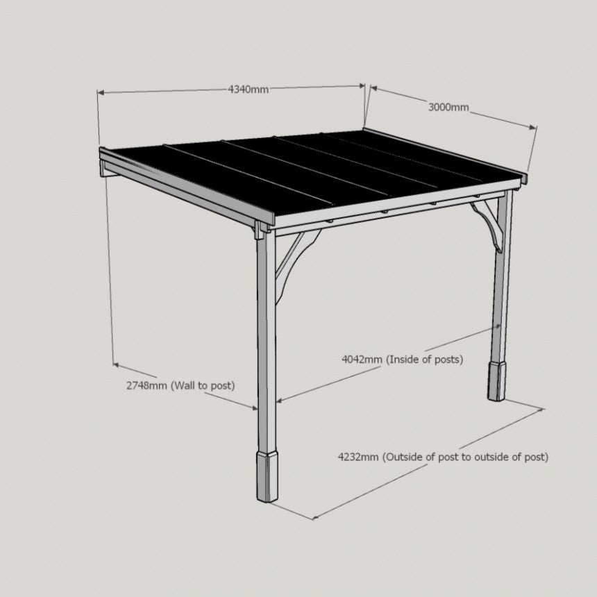 Polycarbonate Roof Carport - 3m Depth
