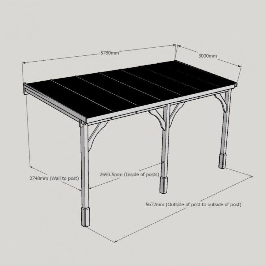 Polycarbonate Roof Carport - 3m Depth